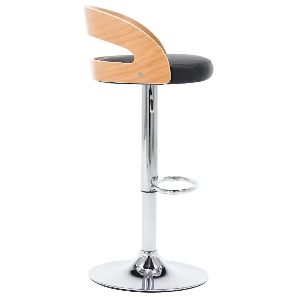 Bar Stools Faux Leather Height Adjustable Black 2 Piece Bentwood Frame