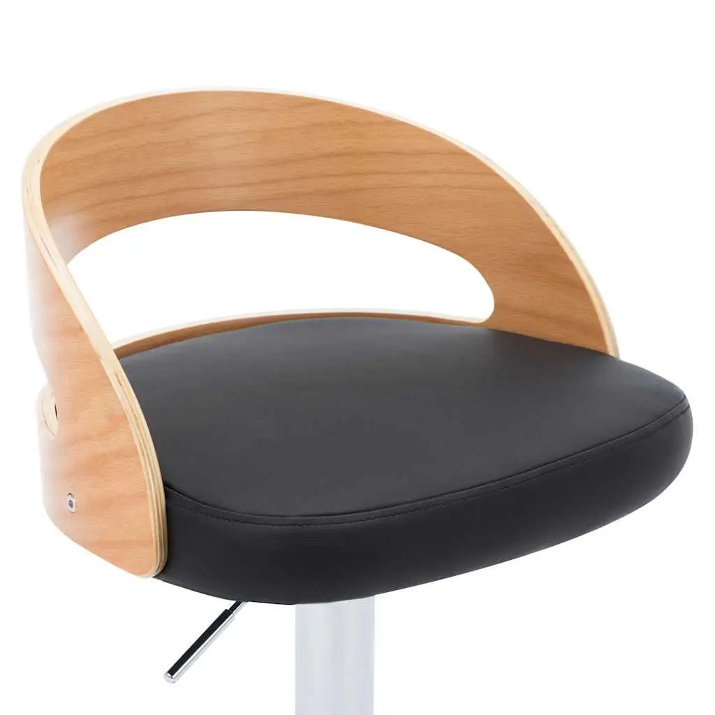 Bar Stools Faux Leather Height Adjustable Black 2 Piece Bentwood Frame