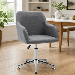 Stylish Grey Fabric Swivel Dining Chair with Ergonomic Design