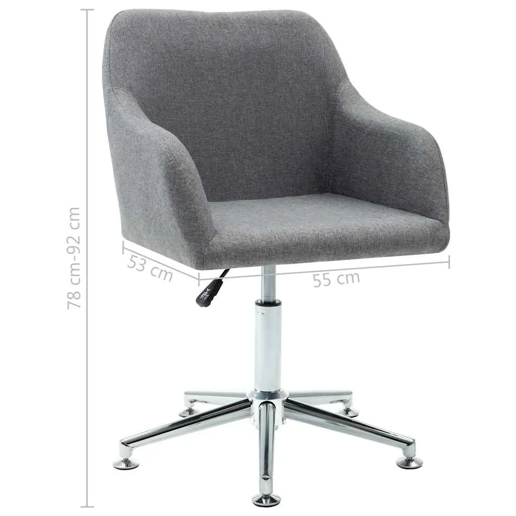 Swivel Dining Chair Fabric Grey Ergonomic Padded Seat