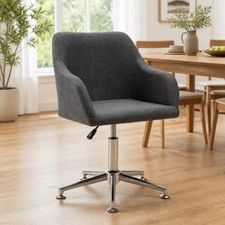 Premium Grey Fabric Swivel Dining Chair with Ergonomic Design