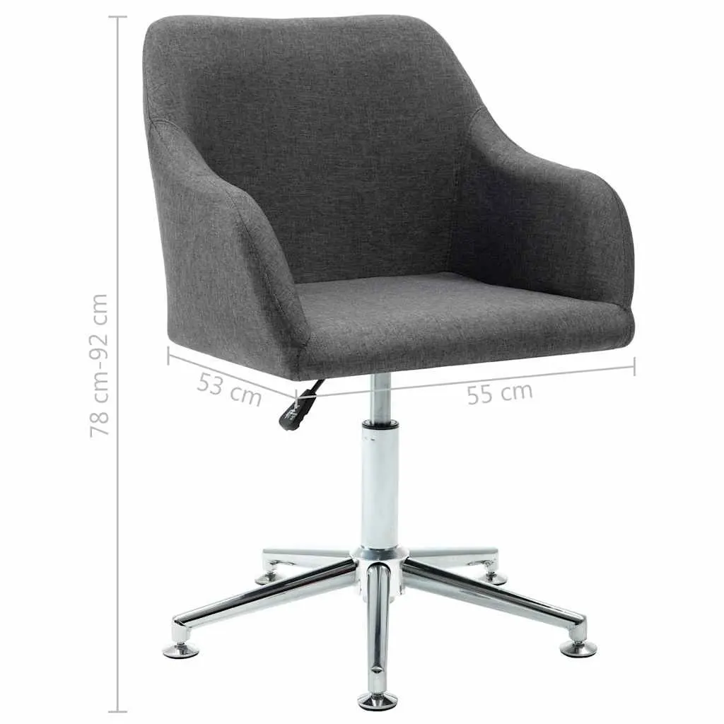 Swivel Dining Chair Grey Fabric Ergonomic Design 360 Degree Rotating Height