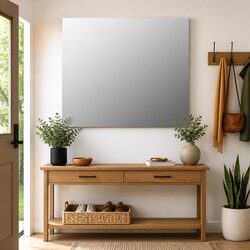Frameless Rectangular Wall Mirror 70x50 cm Silver Glass Home Decor Reflective