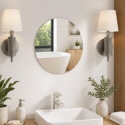 Round Frameless Wall Mirror 30cm Glass Silver Reflective Home Decor Elegant