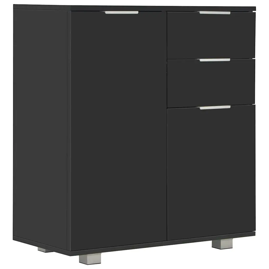 High Gloss Black Sideboard Storage Cabinet with 2 Drawers