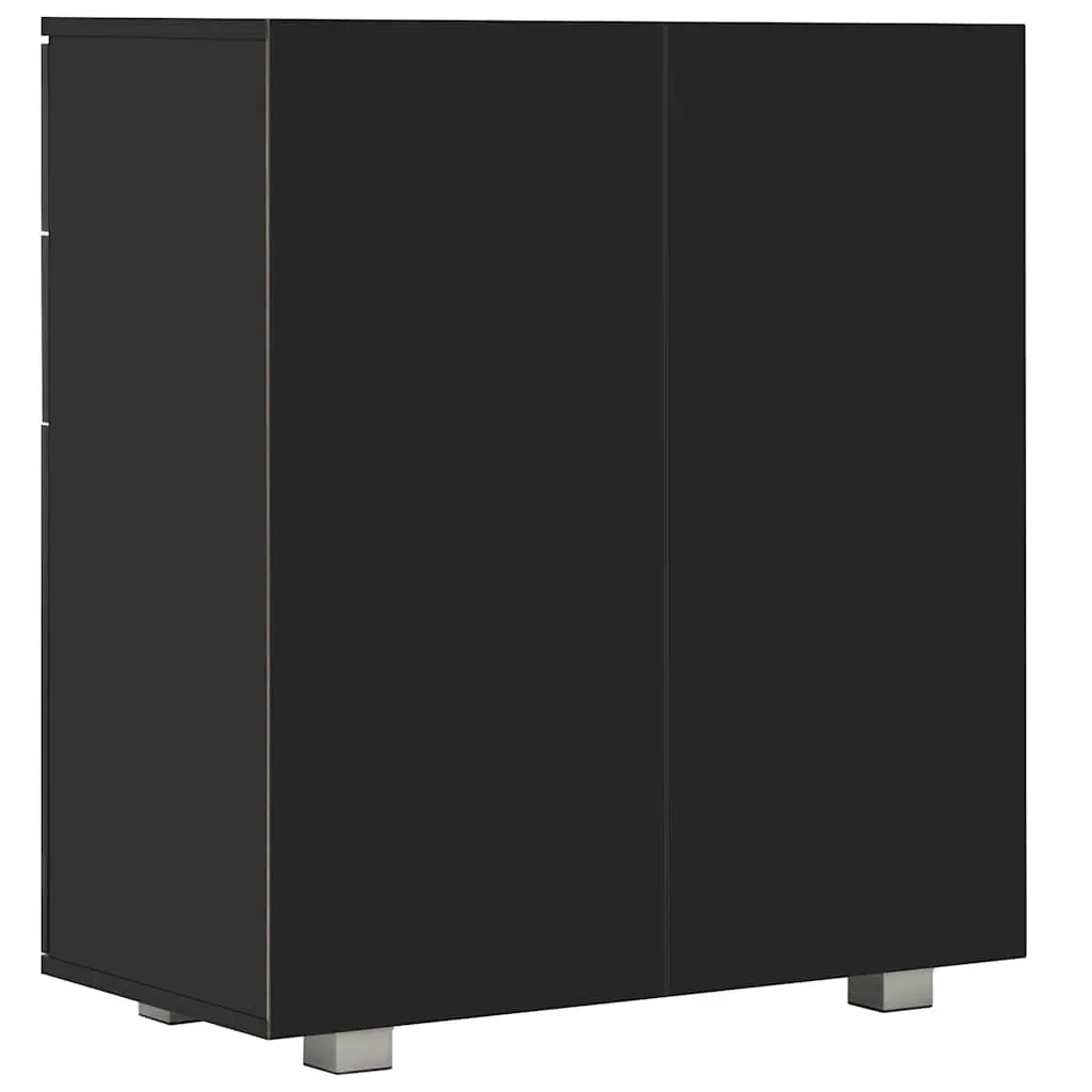 High Gloss Black Sideboard Storage Cabinet with 2 Drawers