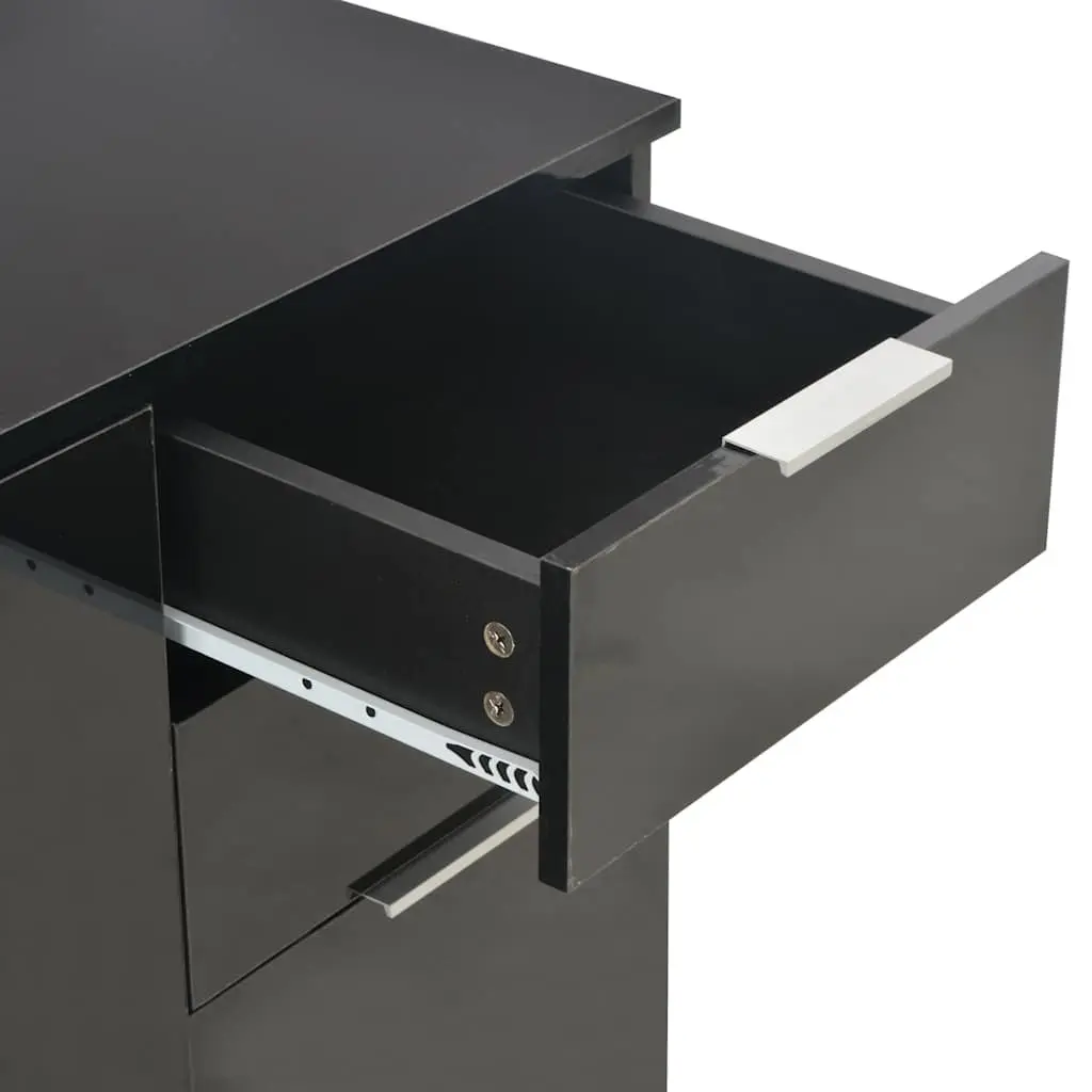 High Gloss Black Sideboard Storage Cabinet with 2 Drawers