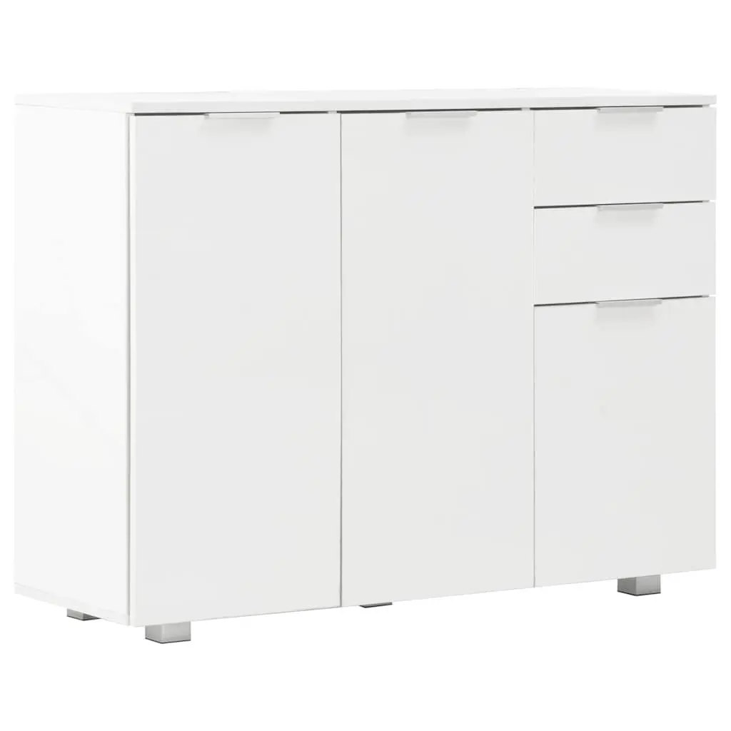 High Gloss White Sideboard with Storage Drawers and Doors
