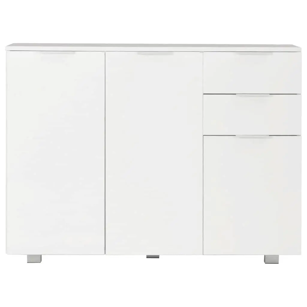 High Gloss White Sideboard with Storage Drawers and Doors
