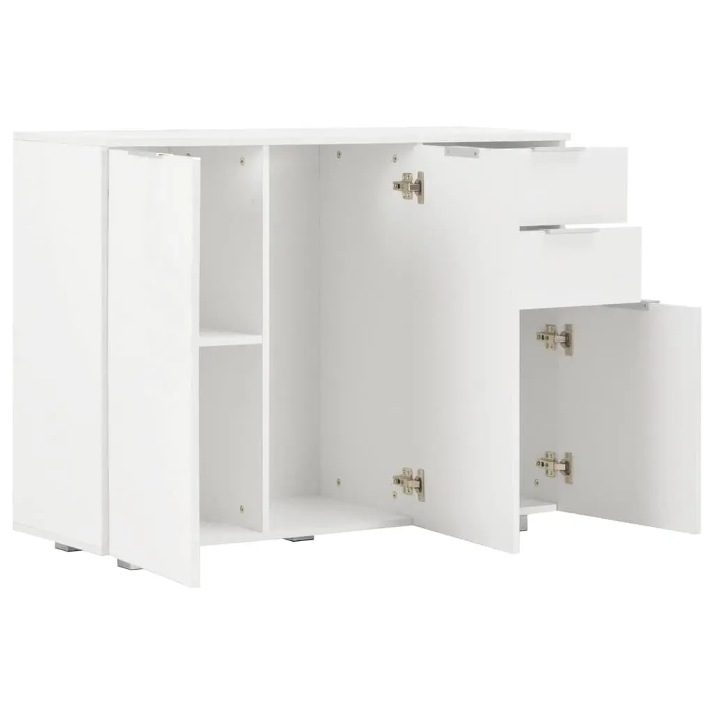 High Gloss White Sideboard with Storage Drawers and Doors