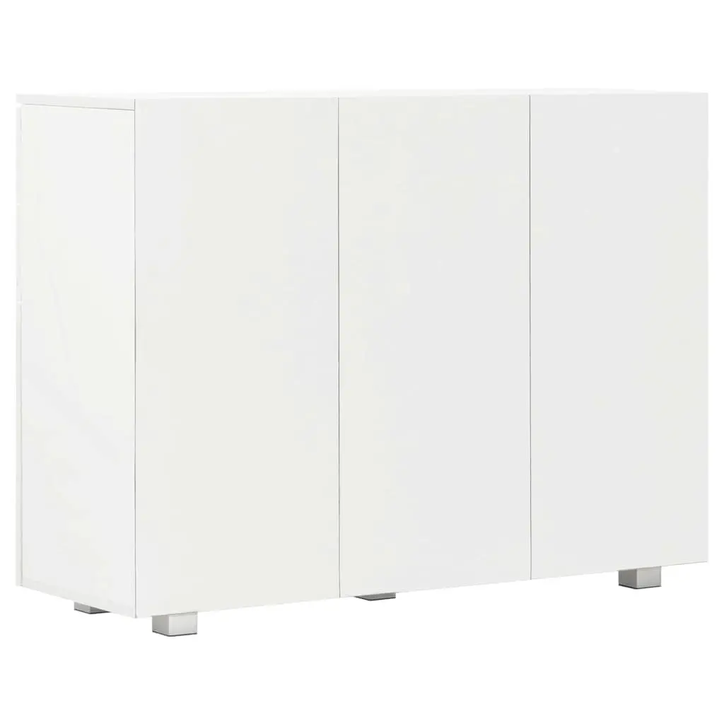 High Gloss White Sideboard with Storage Drawers and Doors