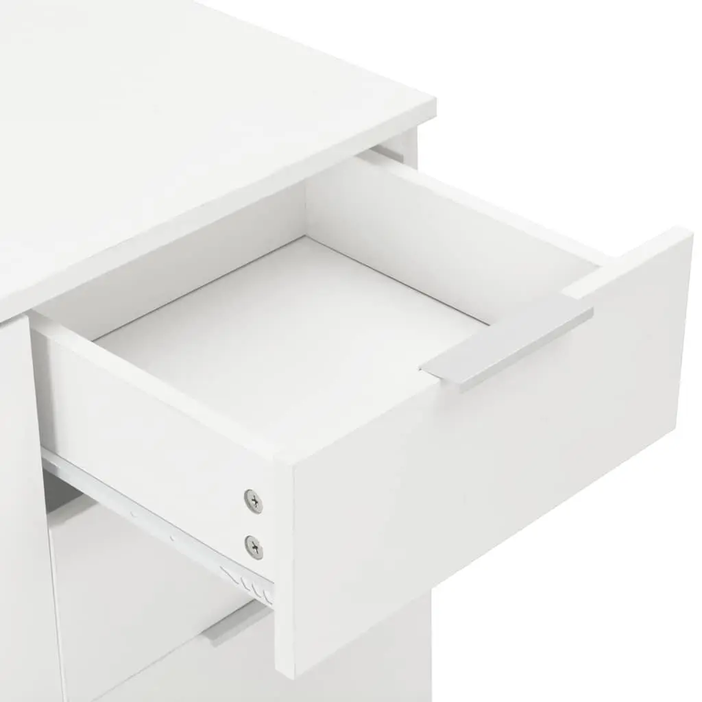 High Gloss White Sideboard with Storage Drawers and Doors