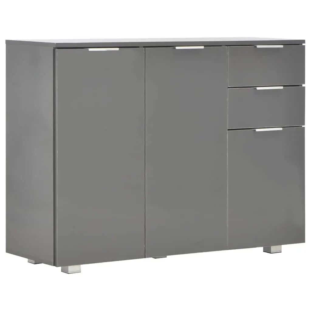 High Gloss Grey Storage Sideboard with Drawers