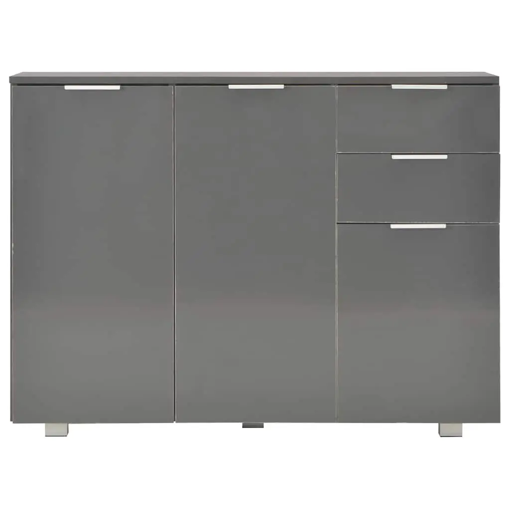 High Gloss Grey Storage Sideboard with Drawers