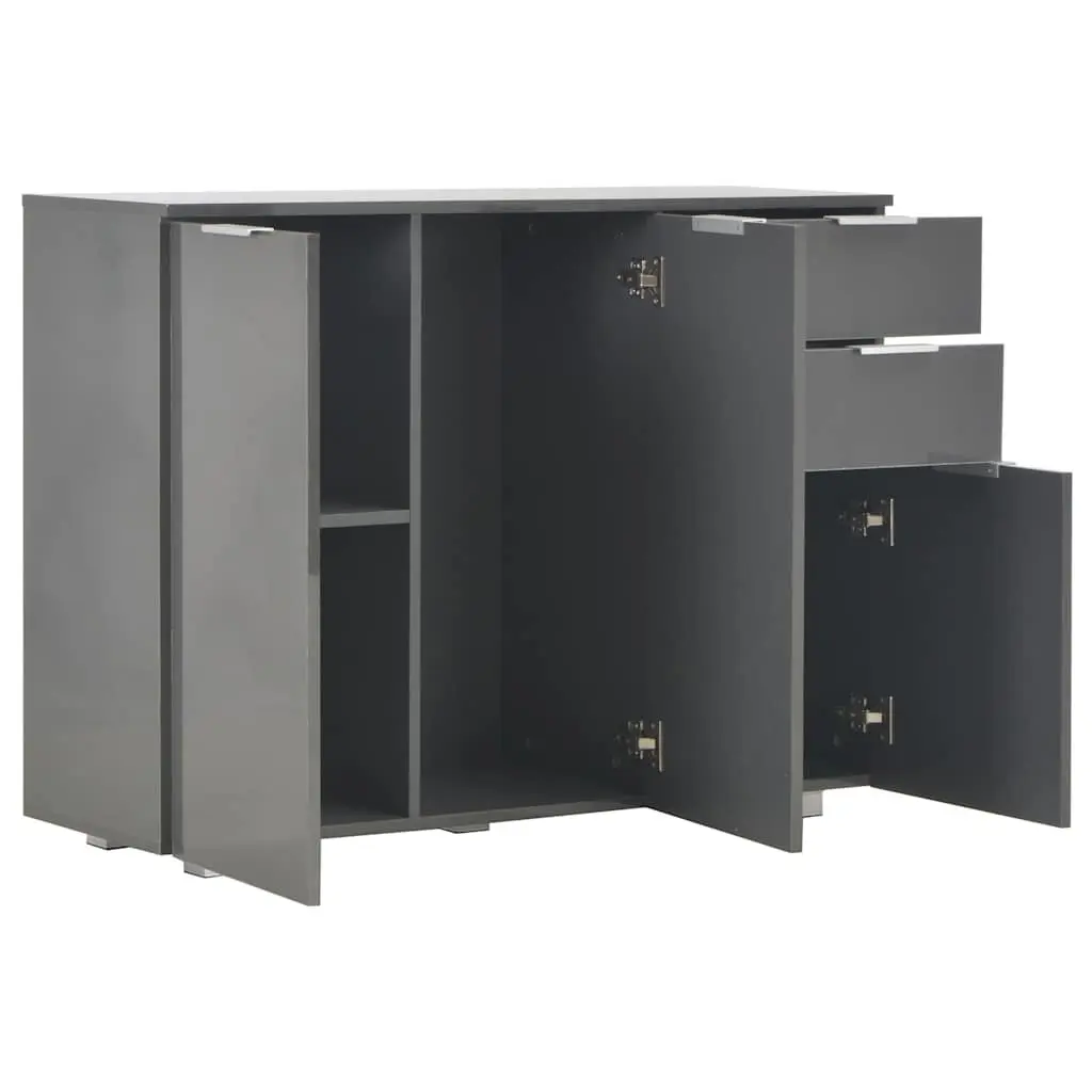 High Gloss Grey Storage Sideboard with Drawers