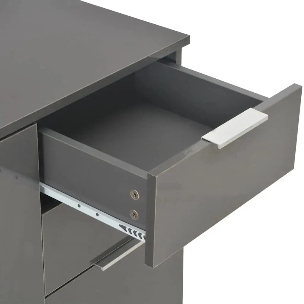 High Gloss Grey Storage Sideboard with Drawers