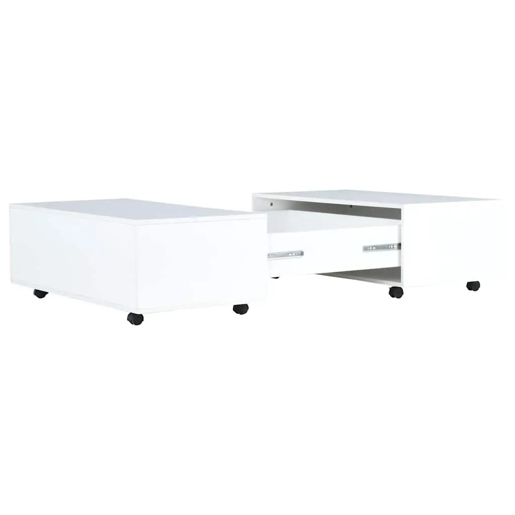 Extendable Coffee Table High Gloss White Modern Living Room Furniture with