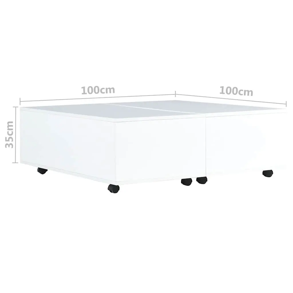 Extendable Coffee Table High Gloss White Modern Living Room Furniture with