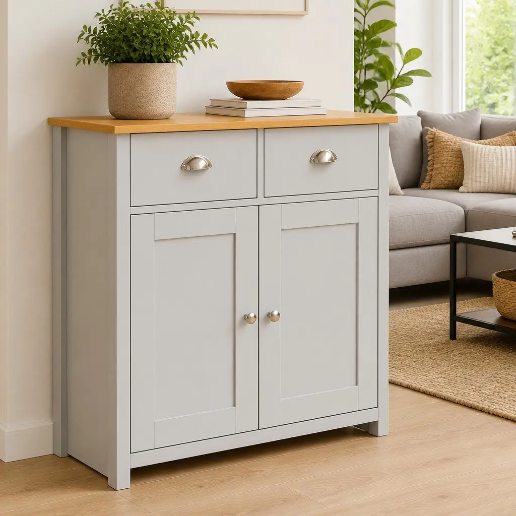 Sideboard Cabinet Engineered Wood Grey 79 x 35 x 81 cm