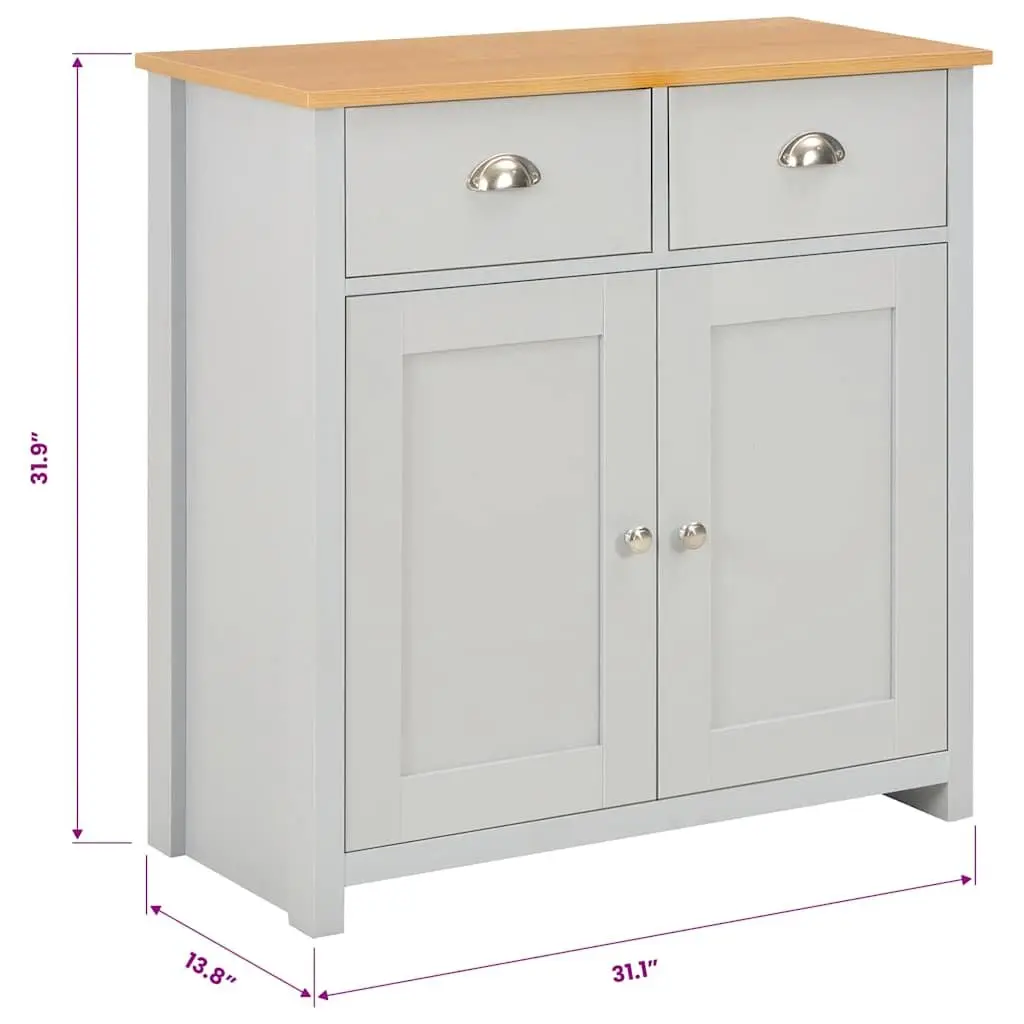 Sideboard Cabinet Engineered Wood Grey 79 x 35 x 81 cm