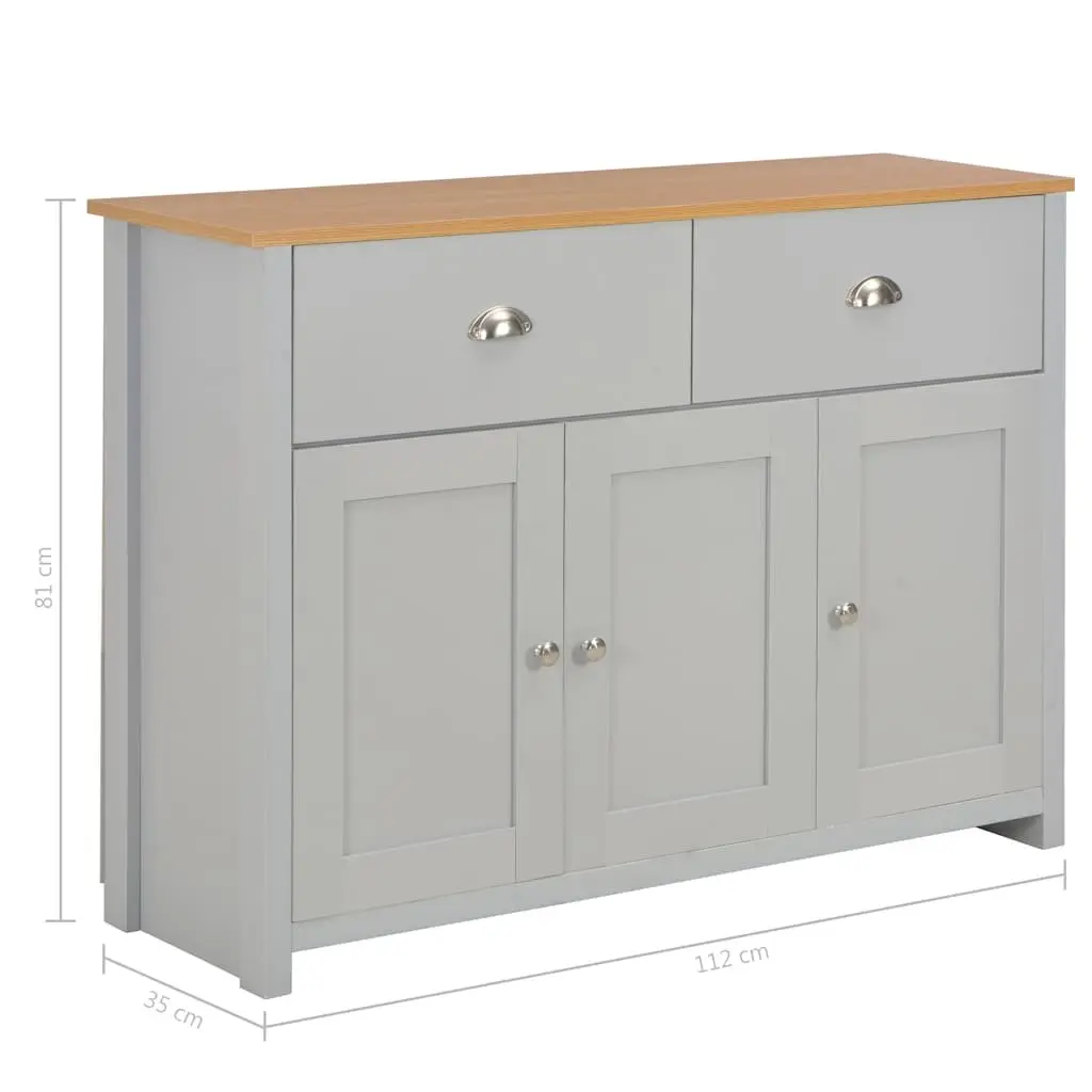Grey Sideboard Cabinet with 2 Drawers & 3 Doors
