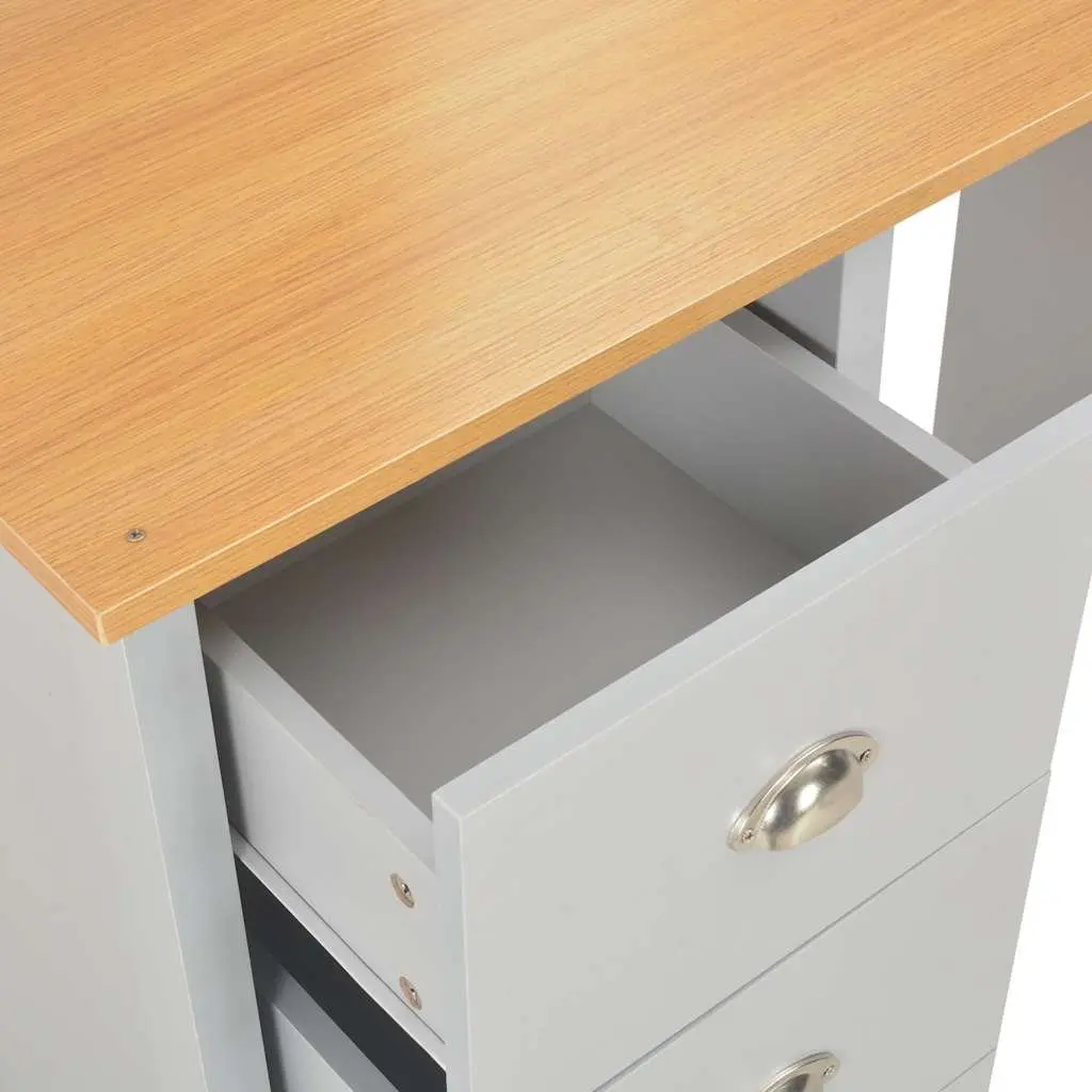 Grey Vanity Makeup Storage with Mirror and Stool