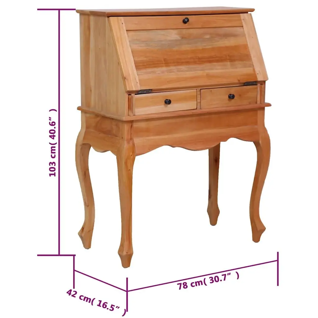 Solid Wood Vintage Secretary Desk with Flip Board