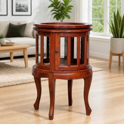 Solid Mahogany Wooden Vitrine Cabinet with Glass Front