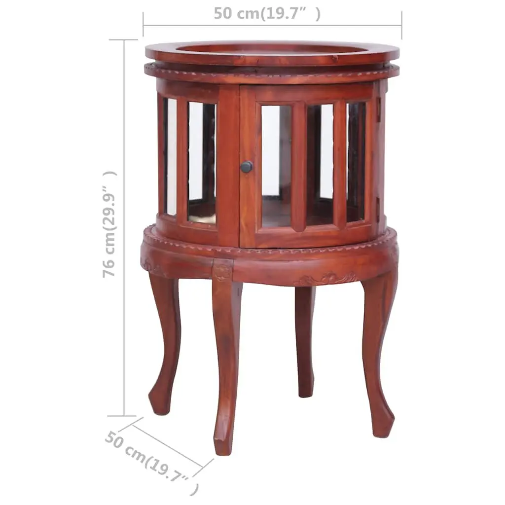 Vitrine Cabinet Solid Mahogany Wood Glass 50 x 50 x 76 cm Brown