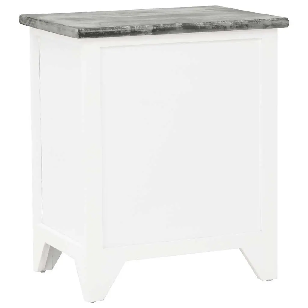 Grey White Nightstand with 2 Drawers