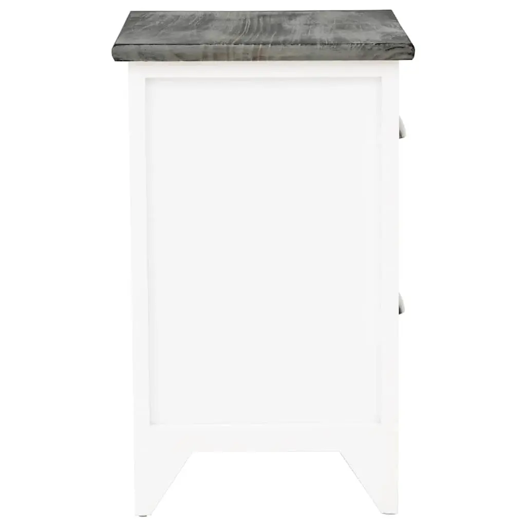 Grey White Nightstand with 2 Drawers