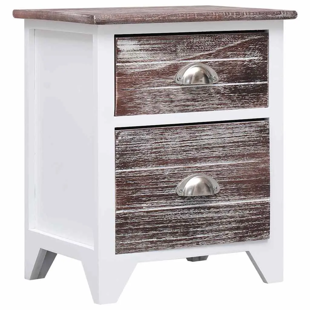 2 Drawer Nightstand in Brown and White