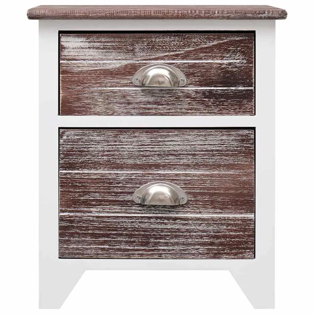 2 Drawer Nightstand in Brown and White
