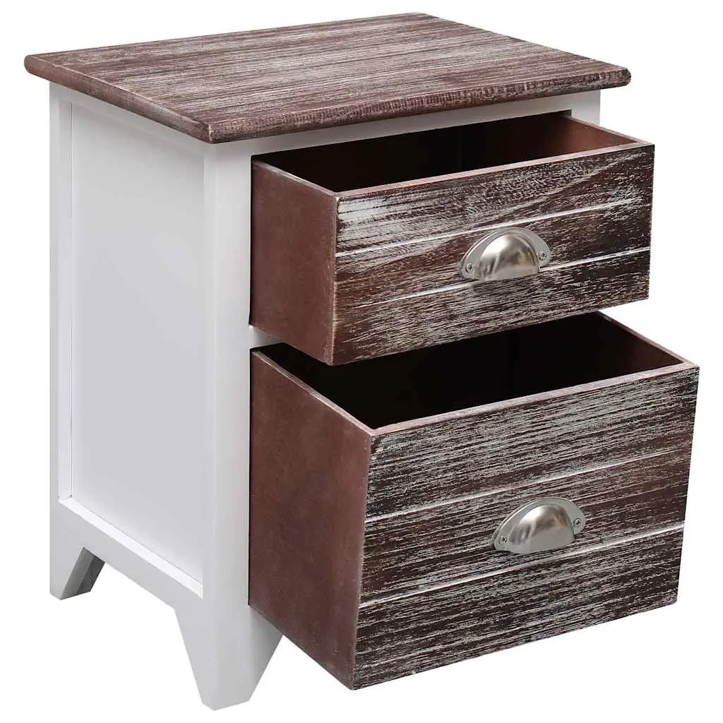 2 Drawer Nightstand in Brown and White