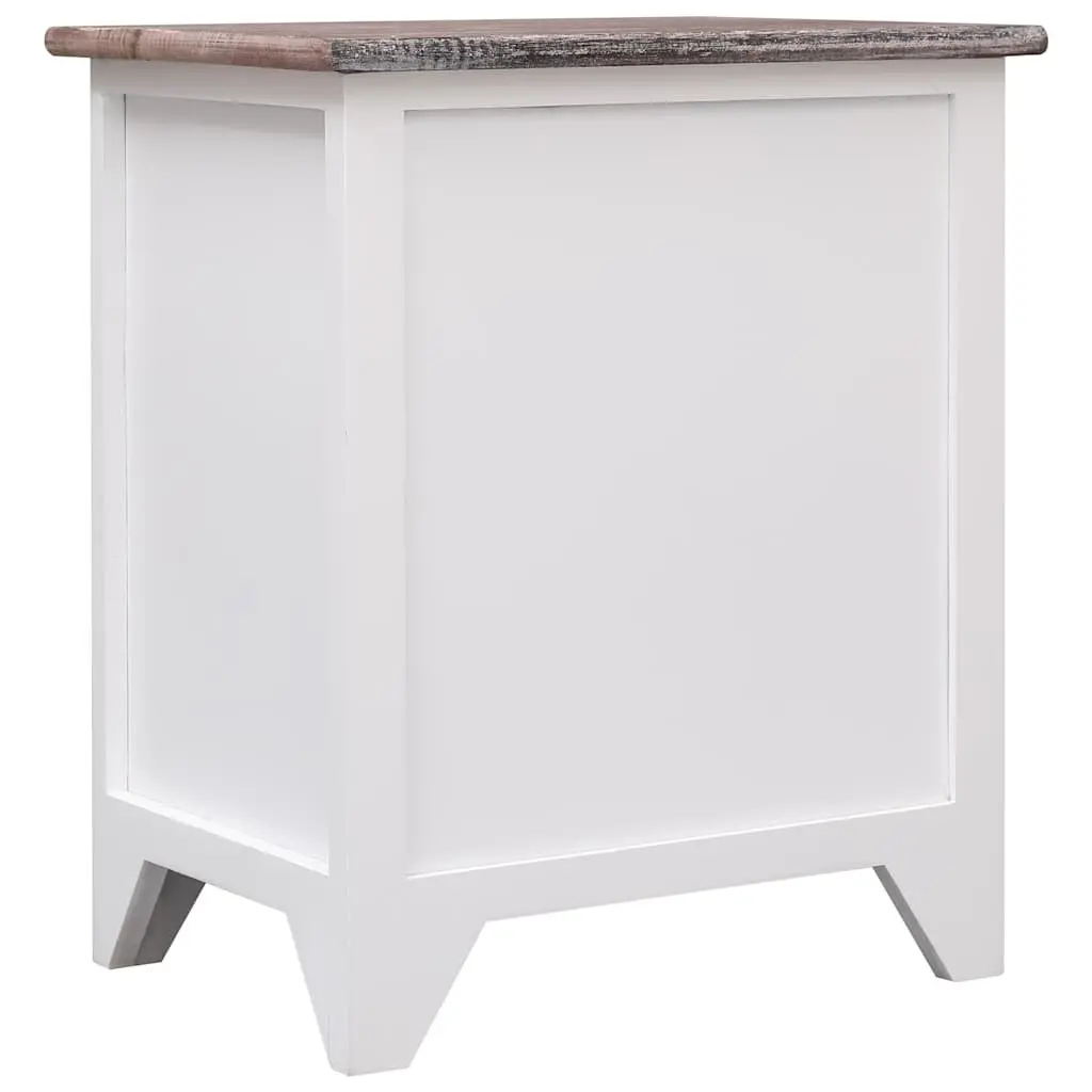 2 Drawer Nightstand in Brown and White