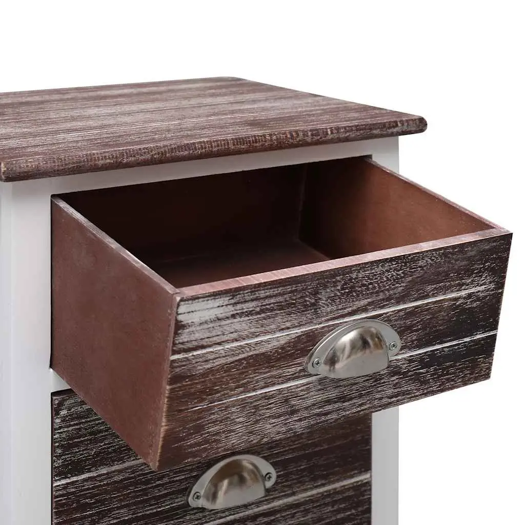 2 Drawer Nightstand in Brown and White