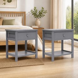 Stylish Grey Wooden Bedside Tables, 2 pcs 40x29x42 cm