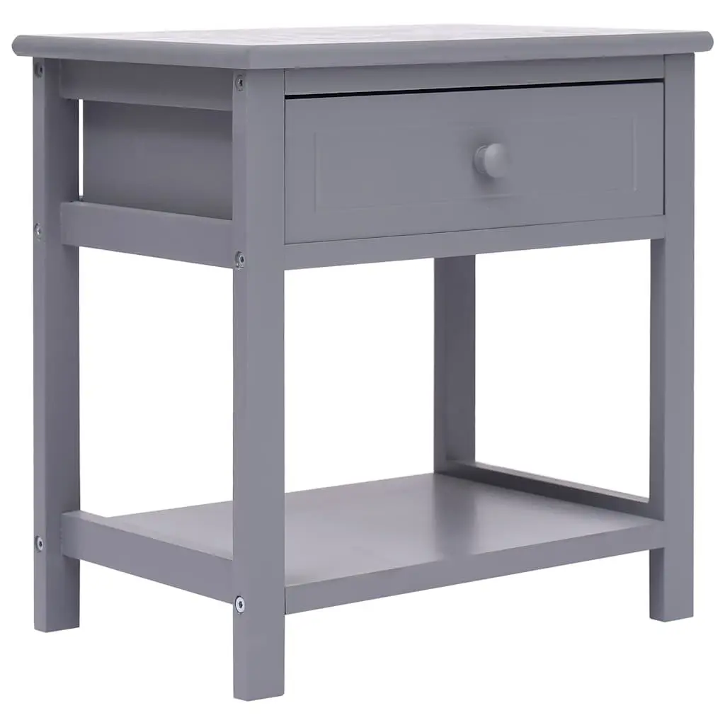 Wooden Nightstands Grey 40x29x42 cm Compact Storage Bedside Tables 2 Piece with Drawer and Shelf