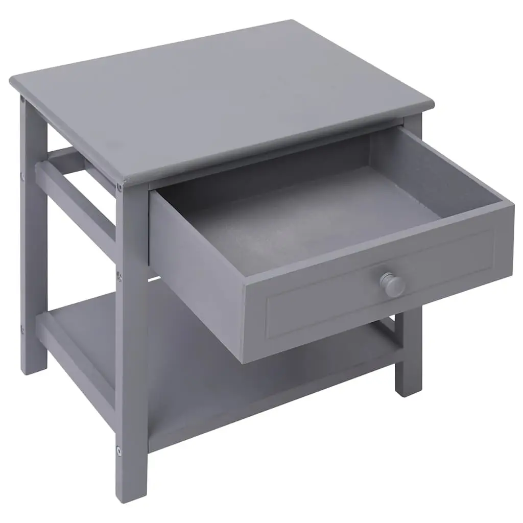 Wooden Nightstands Grey 40x29x42 cm Compact Storage Bedside Tables 2 Piece with Drawer and Shelf