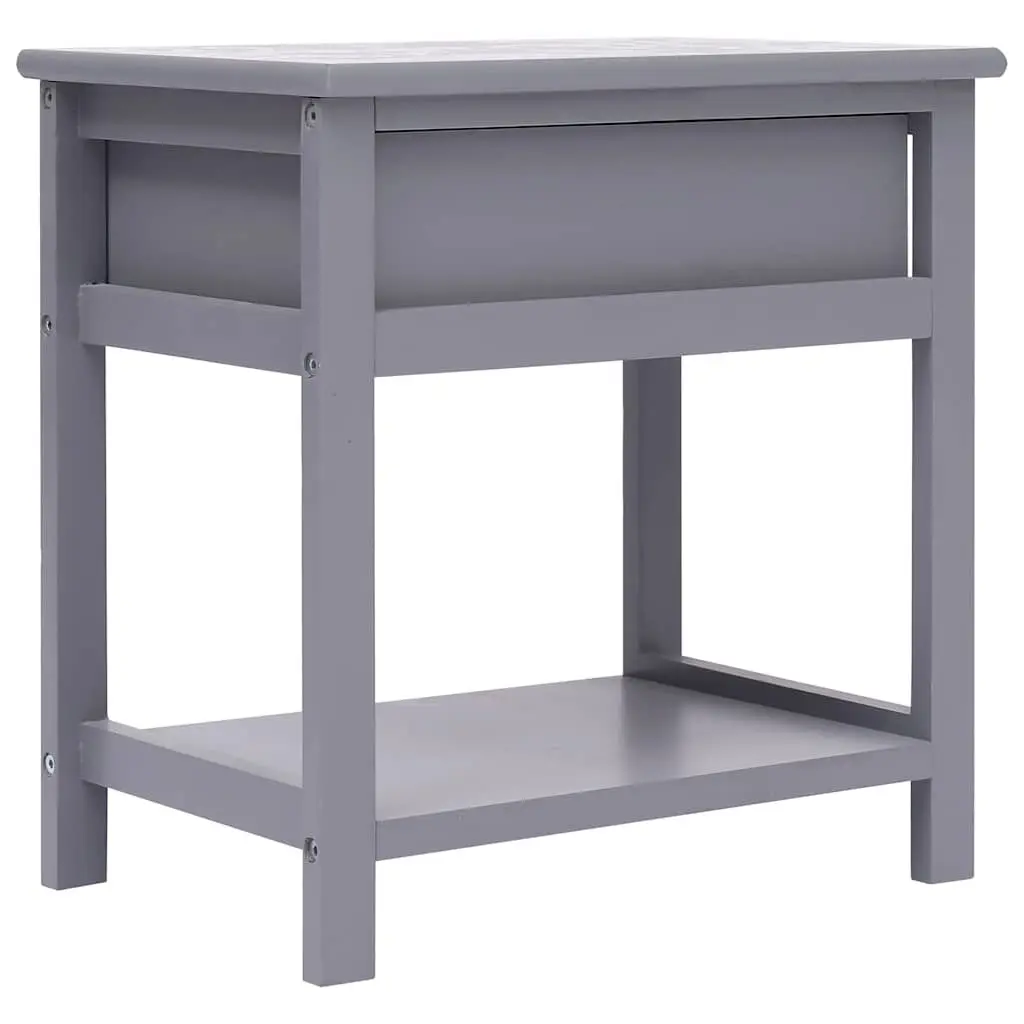 Wooden Nightstands Grey 40x29x42 cm Compact Storage Bedside Tables 2 Piece with Drawer and Shelf