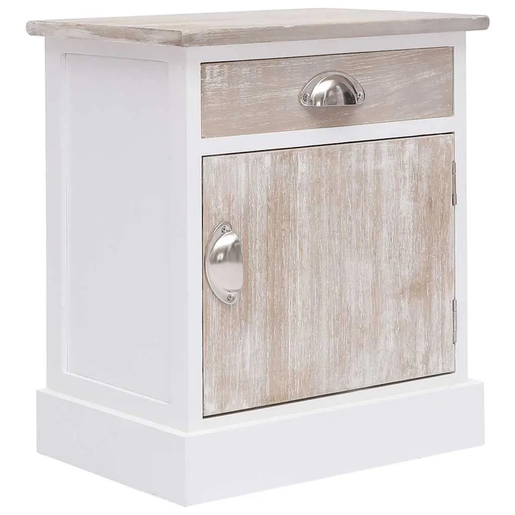 White Paulownia Wood Nightstand Set of 2