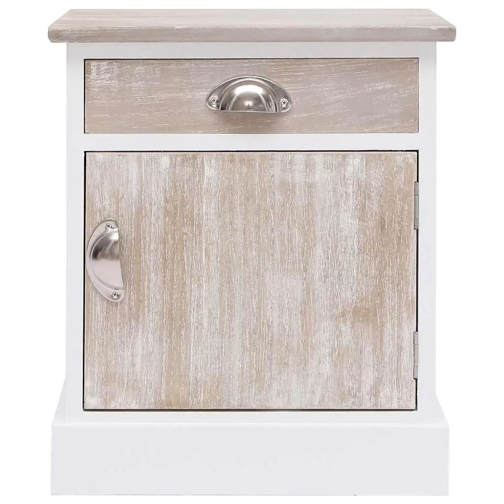 White Paulownia Wood Nightstand Set of 2