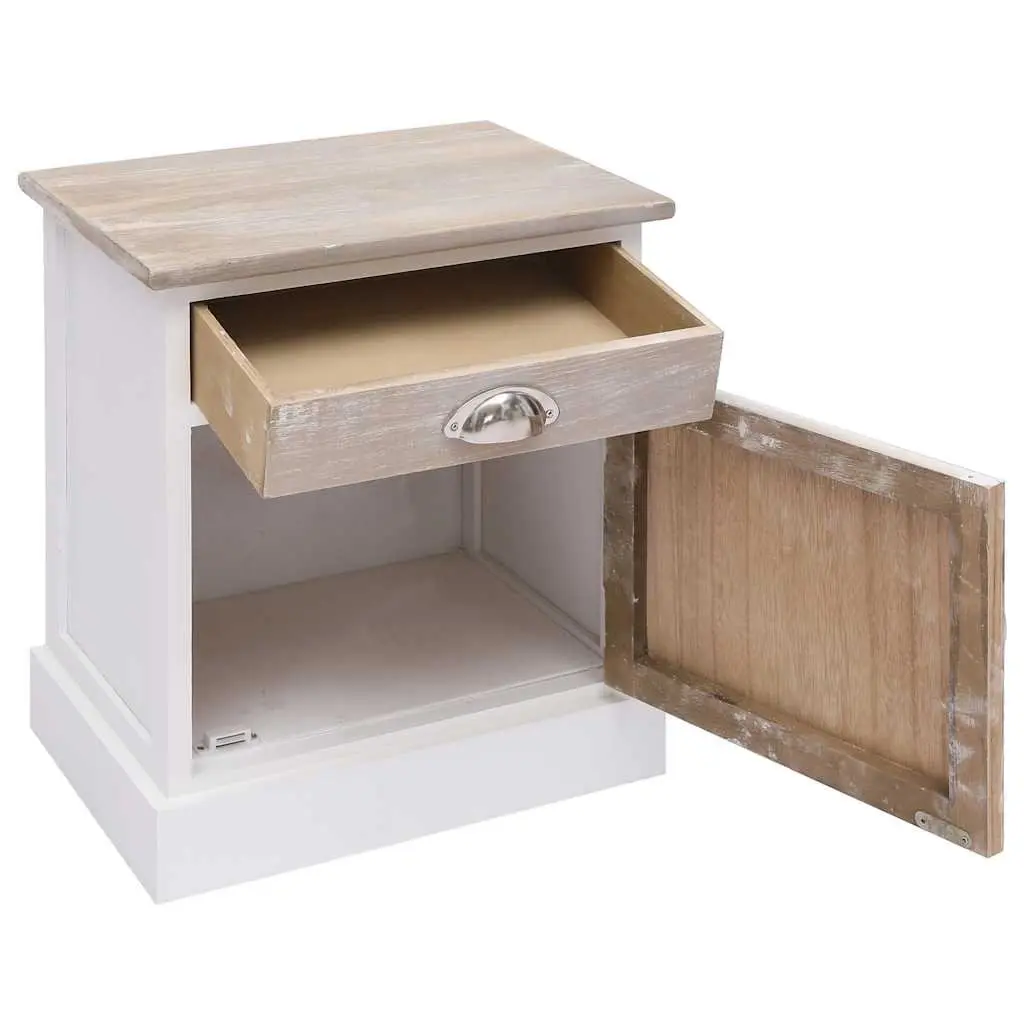 White Paulownia Wood Nightstand Set of 2