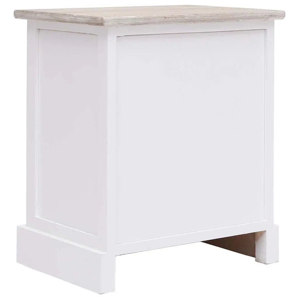 White Paulownia Wood Nightstand Set of 2