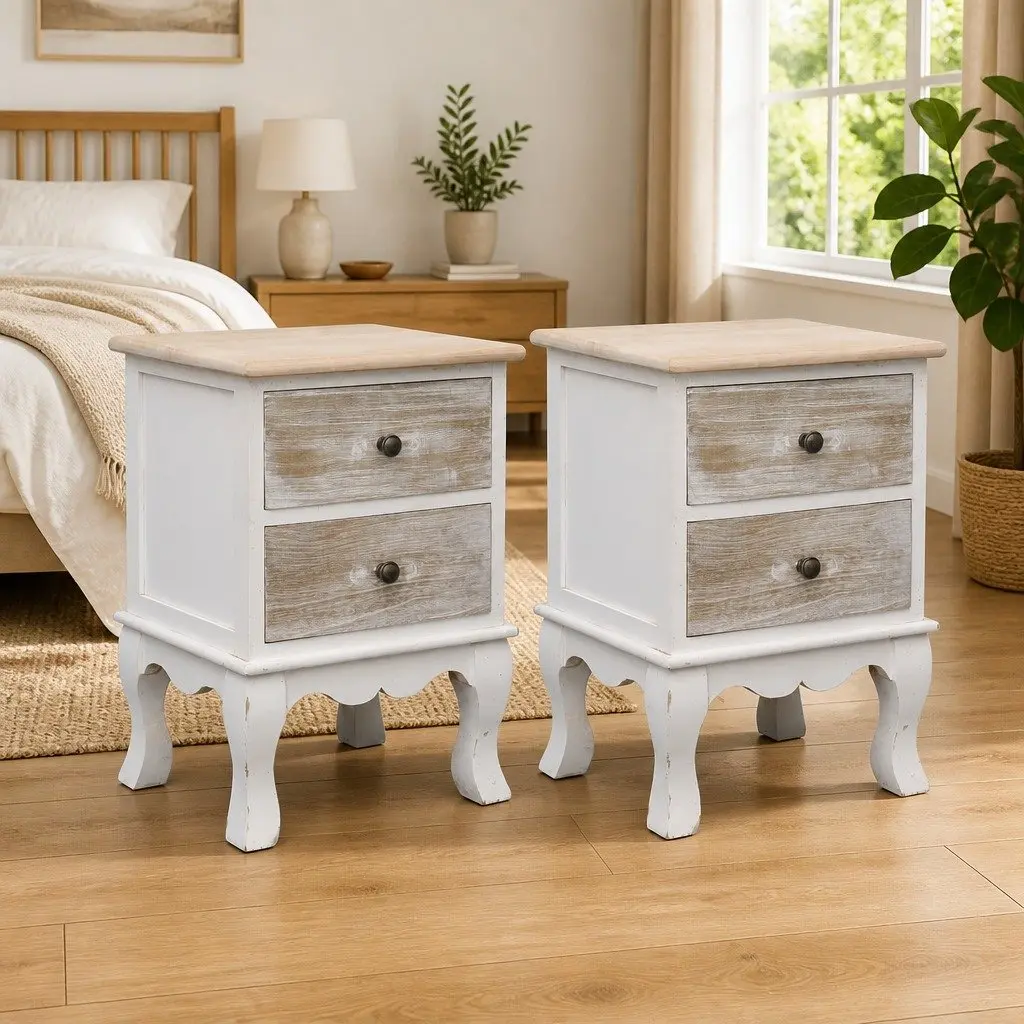 Bedside Cabinets Wooden 35x30x50 cm White 2 Piece