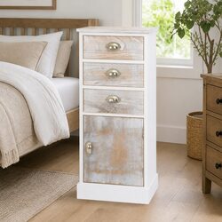 Durable White Wooden Side Cabinet with 3 Drawers