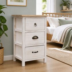 Durable White Paulownia Wood Side Cabinet 35x25x57cm