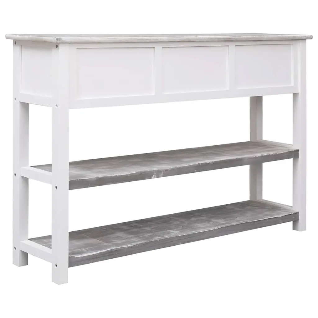 Wooden Sideboard Poplar Wood Paulownia Wood 115 cm Grey 3 Drawers 2 Shelves Console Table