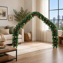 5m Green Christmas Garland with Decorated Baubles