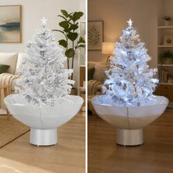 Premium White Snowing Christmas Tree with Integrated Lights 75cm